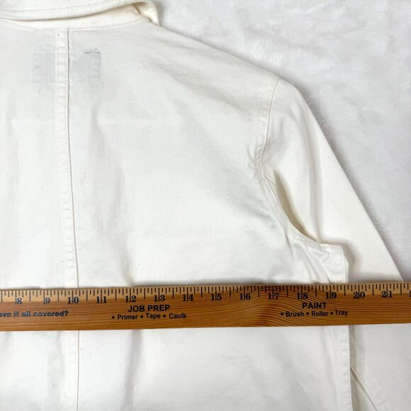 Everlane The Chore Button Front Collared Boxy Denim Jacket Womens XS Cream - Picture 6 of 9